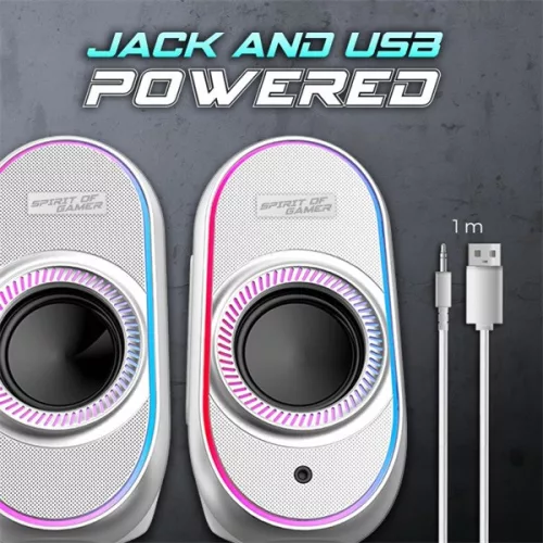 Spirit of Gamer Hangszóró 2.0 - Fanatic 500 Arctic (PC/Mac, Bluetooth/3,5mm Jack, fehér)