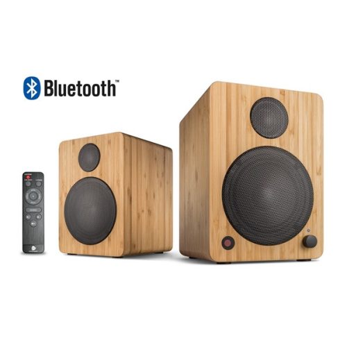 WaveMaster Hangszóró 2.0 - CUBE MINI NEO Bamboo (36W RMS, Bluetooth, 3,5mm jack, RCA, Toslink, Távírányító, Bambusz)