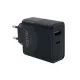 APPROX Telefontöltő - USB Type-C, USB-A port, 45W gyorstöltő + 1m USB Type-C kábel, Fekete