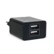 Delight Telefon töltő  - 2db USB, 5V/2,4A, Fekete