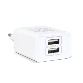 Delight Telefon töltő  - 2db USB, 5V/2,4A, Fehér