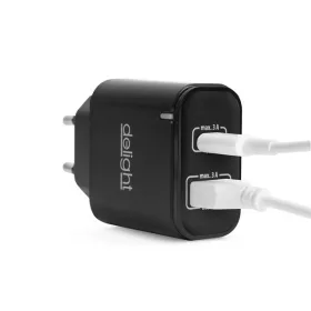   Delight Telefon töltő  - 1db Type-C + 1db USB PD20W gyorstöltéssel, Fekete