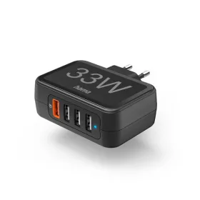   Hama Hálózati töltő - 201629 (4in1, 4xUSB-A, PD/QC, 33W, fekete)