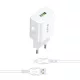 S-Link Hálózati töltő - AND-EC14B Lightning  (1db USB, 5V/1A, 5W, Lightning-USB 100cm adat+töltőkábel, fehér)