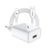 S-Link Hálózati töltő - SL-EC40L (1db USB, 5V/2.4A, 12W, Gyorstöltés, Lightning-USB 100cm adat+töltőkábel, fehér)