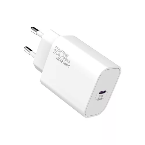 S-Link Hálózati töltő - SL-EC62PD (20W, QC4.0 Gyorstöltés,Type-C to Lightning, 100cm adat+töltőkábel, fehér)