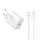 S-Link Hálózati töltő - SL-EC62TP (20W, QC4.0 Gyorstöltés,Type-C to Type-C, 100cm adat+töltőkábel, fehér)