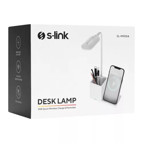 S-Link Asztali lámpa -SL-M9054 (Wireless töltő 10W, fehér)