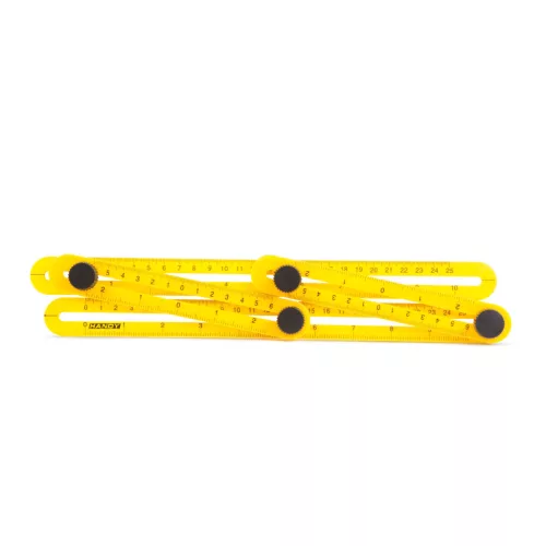 Műanyag négyoldalú vonalzó, szögmásoló 