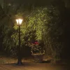 LED-es szolár lámpa - kandeláber - 120 cm - 10 LED - fekete - melegfehér