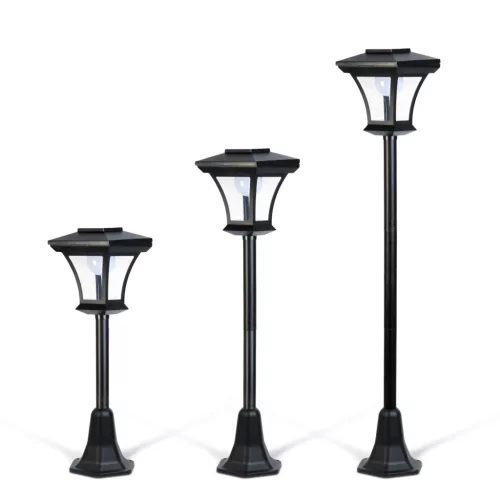 LED-es szolár lámpa - kandeláber - 120 cm - 10 LED - fekete - melegfehér