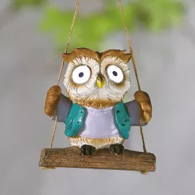   Felakasztható szolár dekoráció - bagoly - 2 fehér LED - 10 x 6 x 28 cm