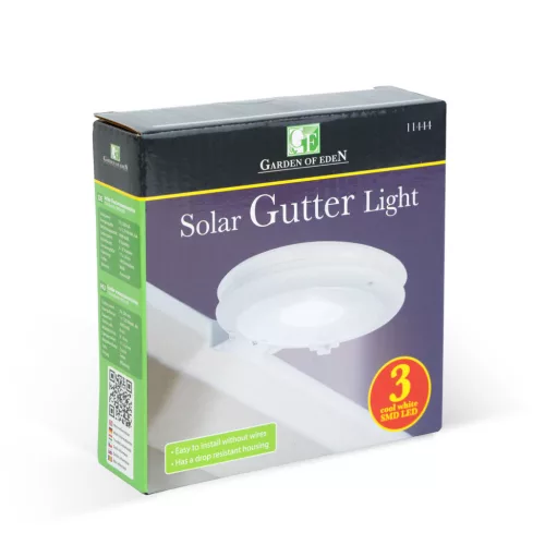 Szolár ereszcsatorna fény - 3 hidegfehér SMD LED - fehér - 11 x 2,6 cm