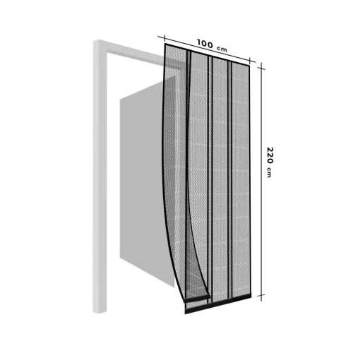 Szúnyogháló függöny ajtóra - 4 db szalag - max. 100 x 220 cm - fekete