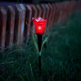   LED-es szolár tulipánlámpa - sárga / piros / rózsaszín - 31 cm - 24 db / kínáló