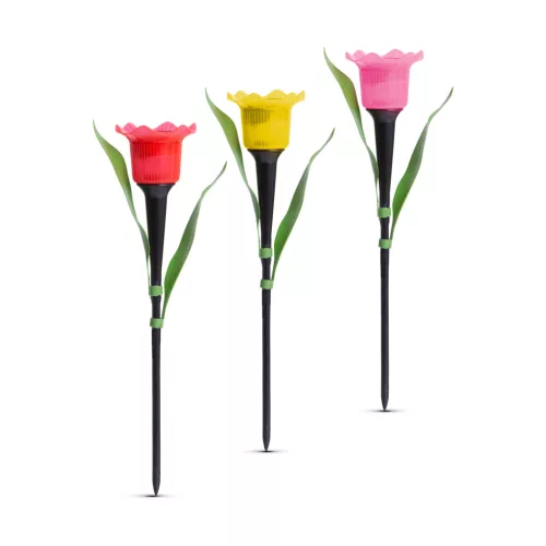LED-es szolár tulipánlámpa - sárga / piros / rózsaszín - 31 cm - 24 db / kínáló