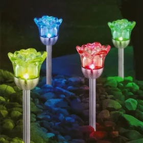   Szolár lámpa - leszúrható - rózsa - 1 RGB LED - 8 x 36,5 cm