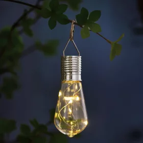   Felakasztható szolár lámpa - izzó - 4 melegfehér LED - 4,7 x 11 cm