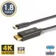 Type-C - DisplayPort kábel - 1.4 - 4K - 1,8 m