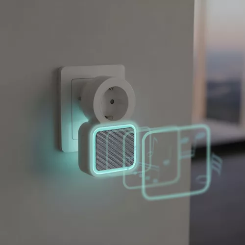 Digitális elem- és vezeték nélküli csengő - Kinetic - 220-240V AC aljzat - fehér - kék LED