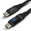 Adatkábel - Type-C / Type-C - teljesítmény kijelzéssel - fekete - 1 m - 3 A - 60W