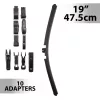 Ablaktörlő 19"/47,5 cm - 10 db adapterrel