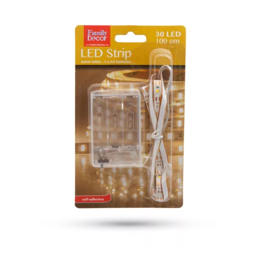 LED szalag - melegfehér - 1 m - 3 x AA elemes