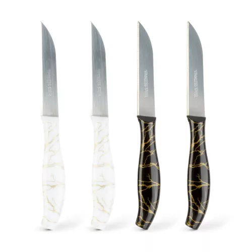 Konyhai kés készlet - 15 cm - fekete/fehér - 4 db / csomag