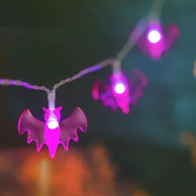   Halloween-i LED-es fényfüzér - denevér - 10 LED - 2 x AA - 1,35 m