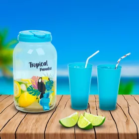  Italadagoló csappal, műanyag pohárszettel - 3,8 l - trópusi
