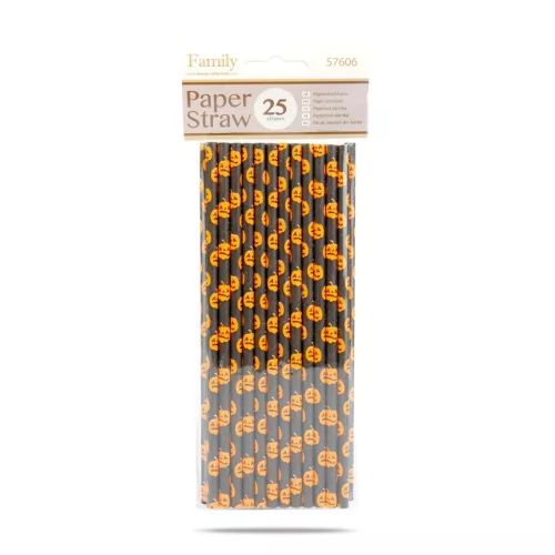 Papír szívószál - halloween - 197 x 6 mm - 25 db / csomag