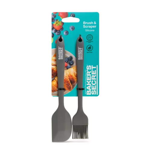 Baker's Secret 2 darabos szilikon ecset és spatula - 21/22 cm - fekete
