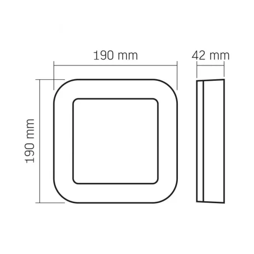 Videx Art 15 W-os 190x190 mm négyzet alakú natúr fehér fekete mennyezeti lámpa IP65-ös védettségű