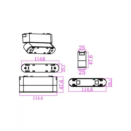 MasterLED LUXO Mágneses lámparendszer aljzat fekete színben 48V Linea 6 W-os lámpához