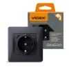 Videx Binera fekete színű süllyesztett földelt csatlakozó aljzat + 1-1 db USB csatlakozóval USB-C csatlakozóval (20/120)