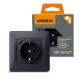 Videx Binera fekete színű süllyesztett földelt csatlakozó aljzat + 1-1 db USB csatlakozóval USB-C csatlakozóval (20/120)