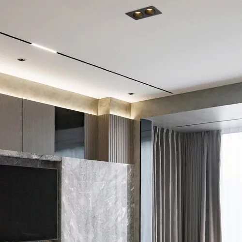 MasterLED Taris fekete-arany színű dupla spot keret GU10-es foglalattal