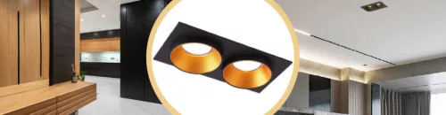 MasterLED Taris fekete-arany színű dupla spot keret GU10-es foglalattal