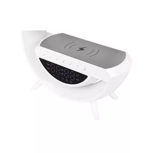 MasterLED QI 5W-os RGB újratölthető asztali lámpa beépített vezeték nélküli telefontöltővel és hangszóróval