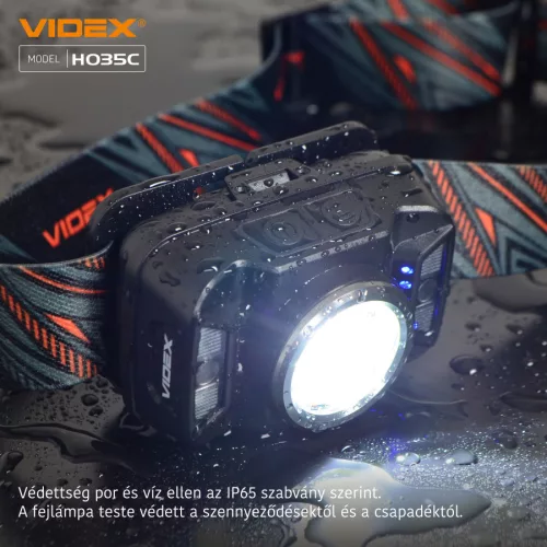 Videx LED Fejlámpa natúrfehér újratölthető akkumulátorral H035C