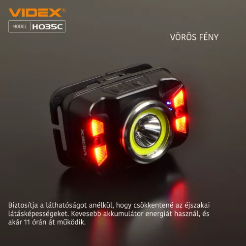 Videx LED Fejlámpa natúrfehér újratölthető akkumulátorral H035C