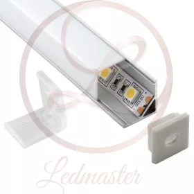   Ledprofiles Sarok aluprofil 90°-os opál fedéllel 2 méteres szál