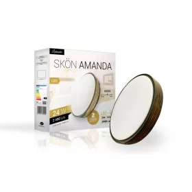   Skön Amanda 24 W-os ø400 mm kerek natúr fehér szürke színű mennyezeti lámpa IP20-as védettségű