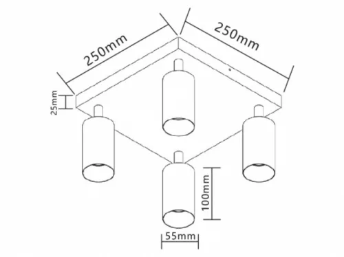MasterLED Bardo GU10 foglalatú 4-es fekete mennyezeti lámpa