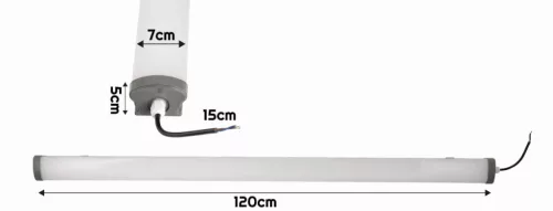 Berge LEO 50 W-os falon kívüli 120 cm-es antracit színű por- és páramentes lámpa IP65 5000K 5000lm