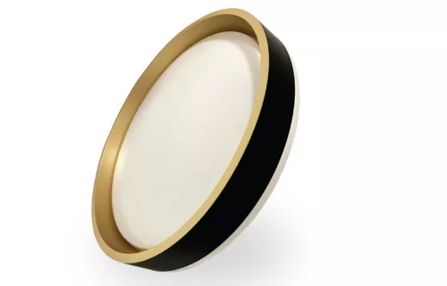 Skön Leia 24 W-os ø400 mm kerek natúr fehér fekete-arany színű mennyezeti lámpa IP20-as védettségű