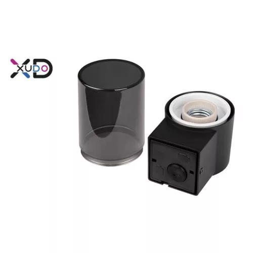 MasterLED Kerti oldalfalra helyezhető kerek fekete színű lámpa E27-es foglalattal beépített mozgásérzékelővel