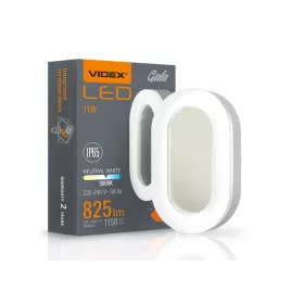   Videx Gala 11 W-os 190x113 mm ovális alakú natúr fehér fehér mennyezeti lámpa IP65-ös védettségű