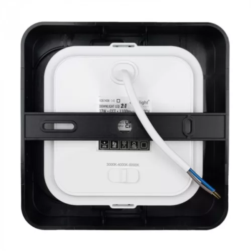 Ecolight 18W-os, négyzet alakú, CCT, fekete, süllyesztett és felületre szerelhető lámpa