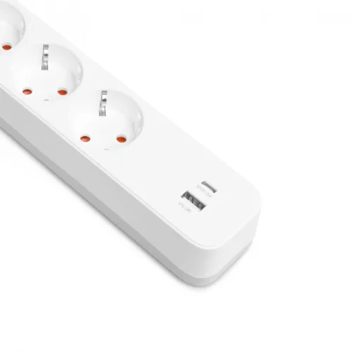 Videx Oncord fehér színű 4-es professzionális hosszabbító kapcsolóval 3m-es kábellel 1 x USB + 1 x USB-C